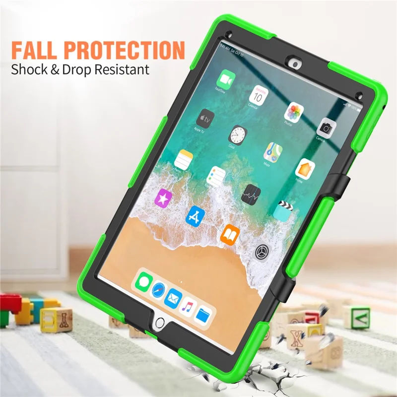 For iPad Pro 12.9 inch (2015) / (2017) Case PC + Silicone Tablet Kickstand Cover with PET Screen Protector - Green