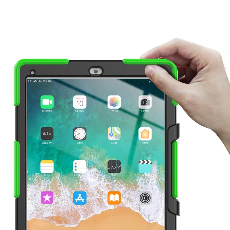 For iPad Pro 12.9 inch (2015) / (2017) Case PC + Silicone Tablet Kickstand Cover with PET Screen Protector - Green