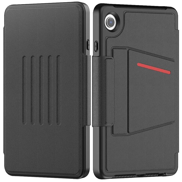 Pour Samsung Galaxy Tab A9 SM-X110 X115 Étui avec support, porte-cartes, en cuir pour tablette - Noir