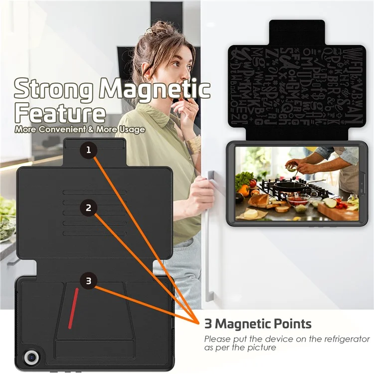Pour Samsung Galaxy Tab A9 SM-X110 X115 Étui avec support, porte-cartes, en cuir pour tablette - Noir