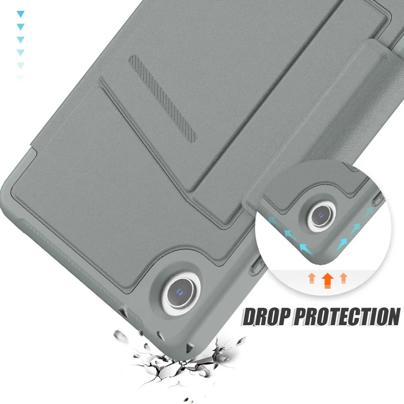 For Samsung Galaxy Tab A9 SM-X110 X115 Case Kickstand Card Holder Leather Tablet Cover - Grey