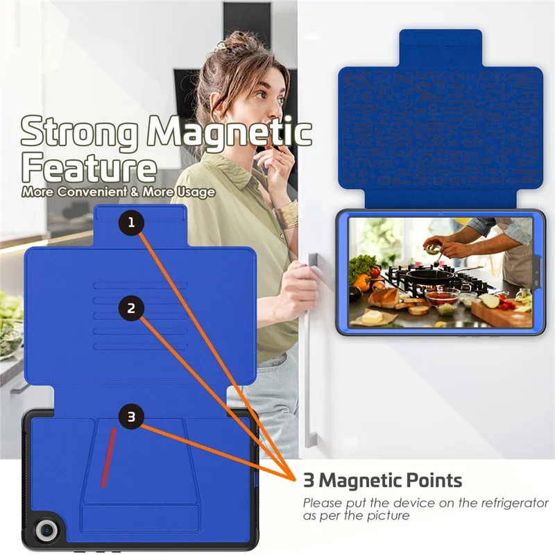 For Samsung Galaxy Tab A9 SM-X110 X115 Case Kickstand Card Holder Leather Tablet Cover - Blue