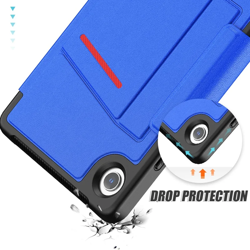 For Samsung Galaxy Tab A9 SM-X110 X115 Case Kickstand Card Holder Leather Tablet Cover - Blue