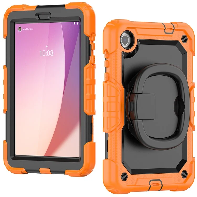 Pour Lenovo Tab M8 (4e génération) 2024 TB-301XU / M8 (4e génération) 2023 TB-300FU Étui Rotative Kickstand Tablette Couvercle avec Bandoulière - Orange