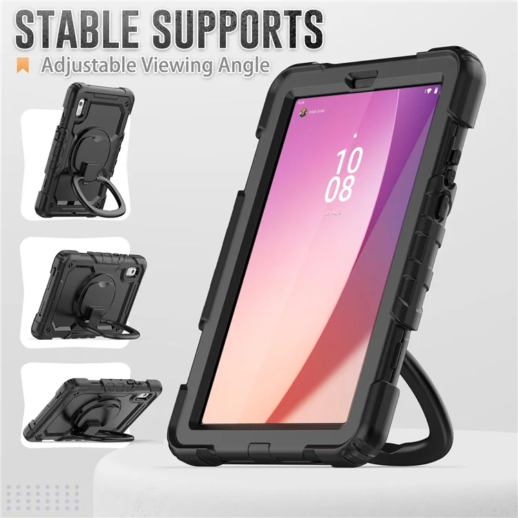 Для Lenovo Tab M9 / Lenovo K9 TB310 Подставка Чехол PC+Silicone Tablet Cover с плечевым ремнем - Черный