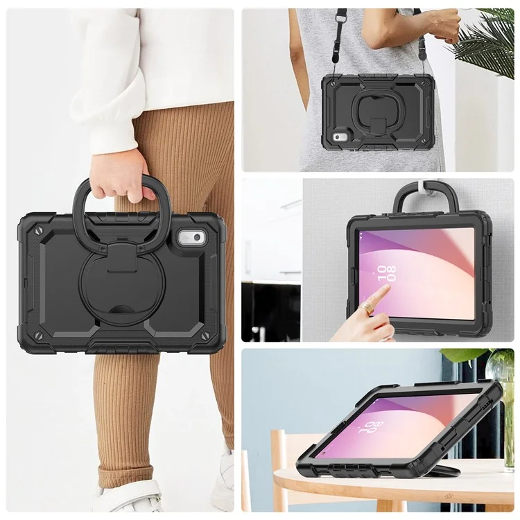 Для Lenovo Tab M9 / Lenovo K9 TB310 Подставка Чехол PC+Silicone Tablet Cover с плечевым ремнем - Черный