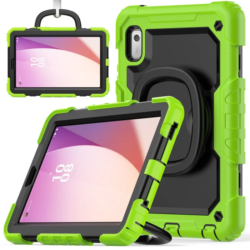 For Lenovo Tab M9 TB-310FU / Lenovo K9 TB310 Kickstand Case PC+Silicone Tablet Cover with Shoulder Strap - Yellowgreen