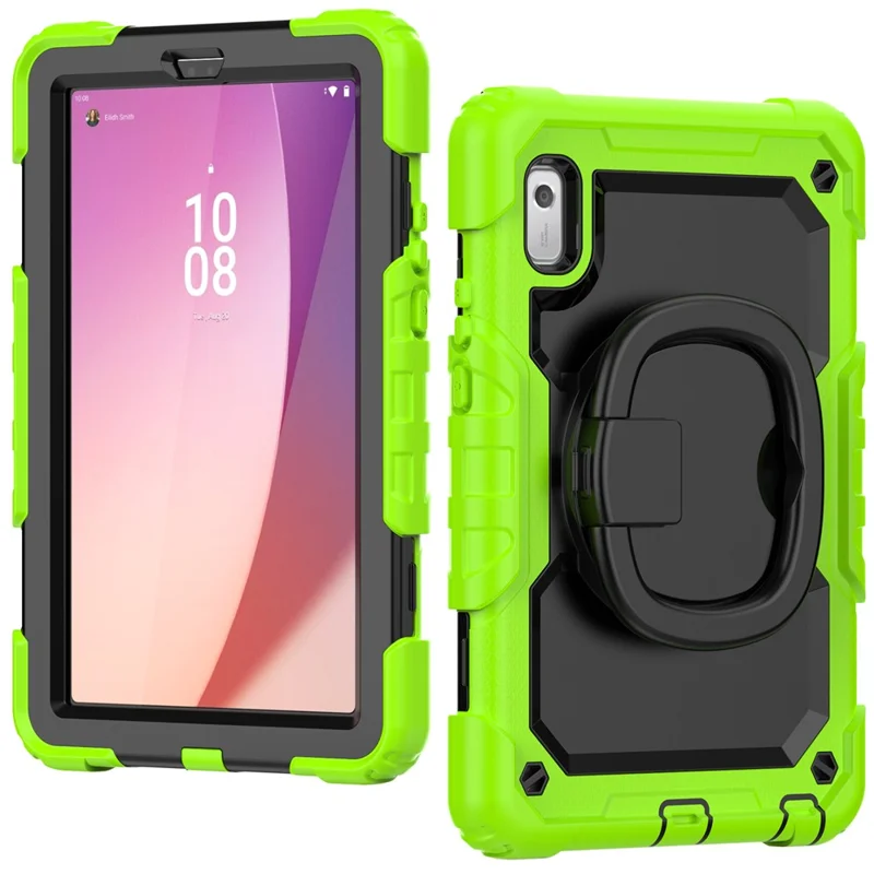 For Lenovo Tab M9 TB-310FU / Lenovo K9 TB310 Kickstand Case PC+Silicone Tablet Cover with Shoulder Strap - Yellowgreen
