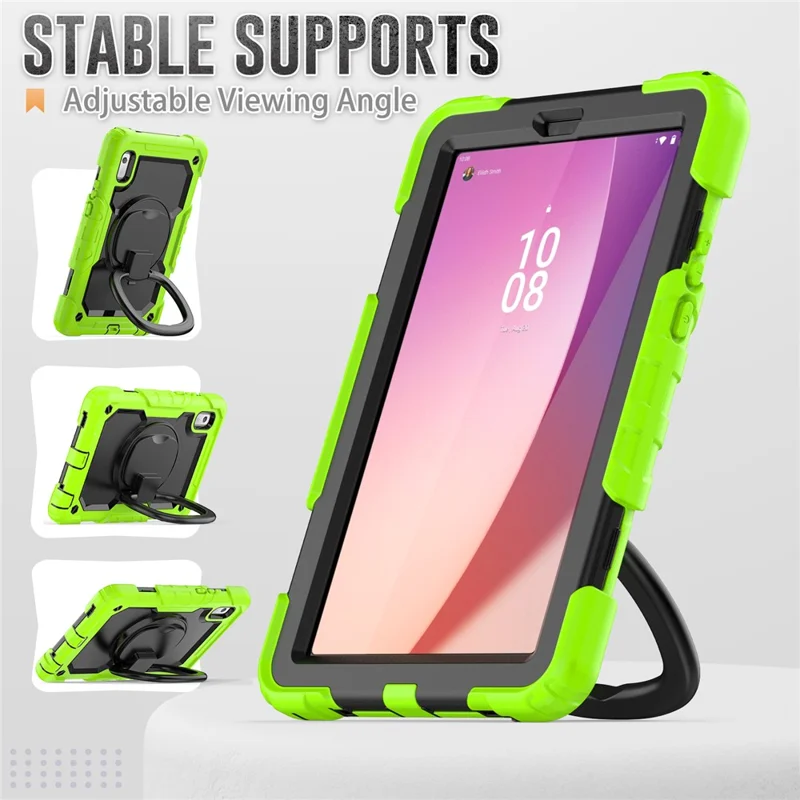 For Lenovo Tab M9 TB-310FU / Lenovo K9 TB310 Kickstand Case PC+Silicone Tablet Cover with Shoulder Strap - Yellowgreen
