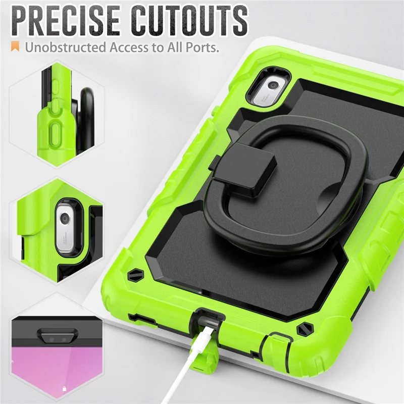 For Lenovo Tab M9 TB-310FU / Lenovo K9 TB310 Kickstand Case PC+Silicone Tablet Cover with Shoulder Strap - Yellowgreen
