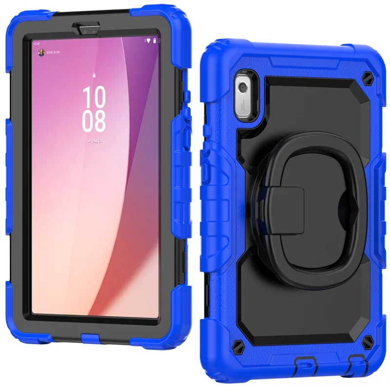 For Lenovo Tab M9 TB-310FU / Lenovo K9 TB310 Kickstand Case PC+Silicone Tablet Cover with Shoulder Strap - Dark Blue