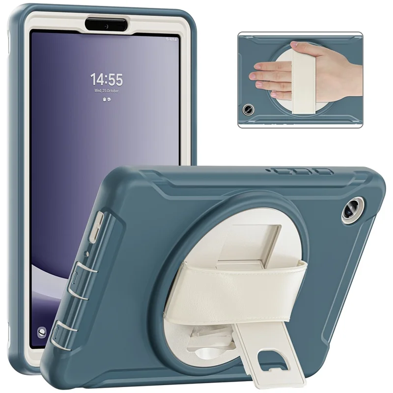 For Samsung Galaxy Tab A9 Rugged Case Hand Strap Kickstand Tablet Cover - Cornflower Blue