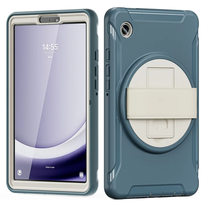For Samsung Galaxy Tab A9 Rugged Case Hand Strap Kickstand Tablet Cover - Cornflower Blue