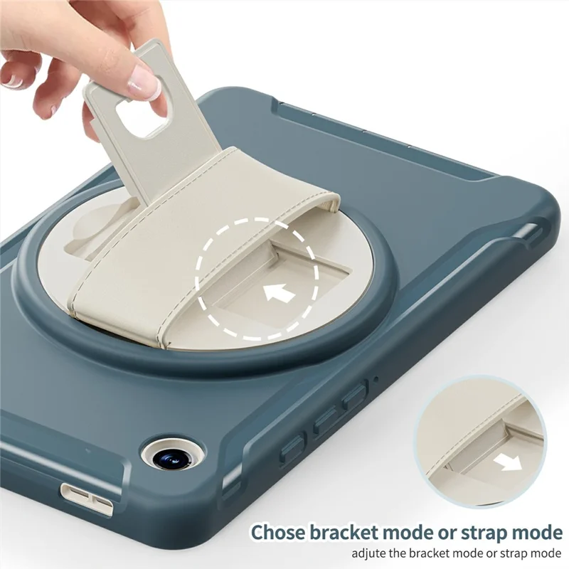 For Samsung Galaxy Tab A9 Rugged Case Hand Strap Kickstand Tablet Cover - Cornflower Blue