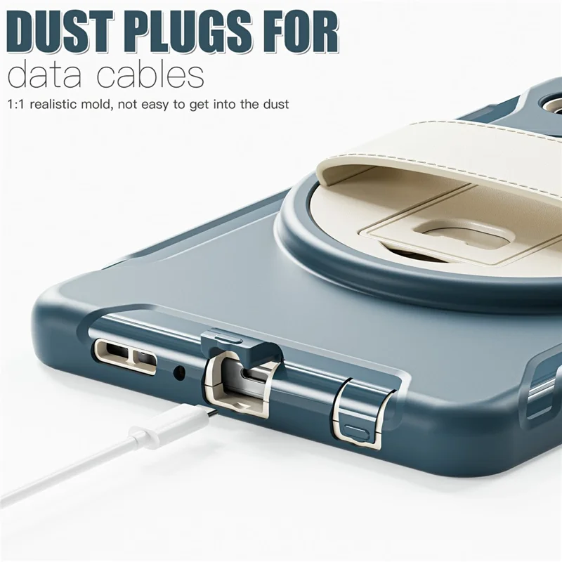 For Samsung Galaxy Tab A9 Rugged Case Hand Strap Kickstand Tablet Cover - Cornflower Blue