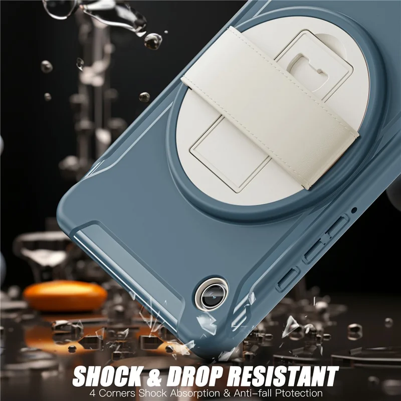 For Samsung Galaxy Tab A9 Rugged Case Hand Strap Kickstand Tablet Cover - Cornflower Blue