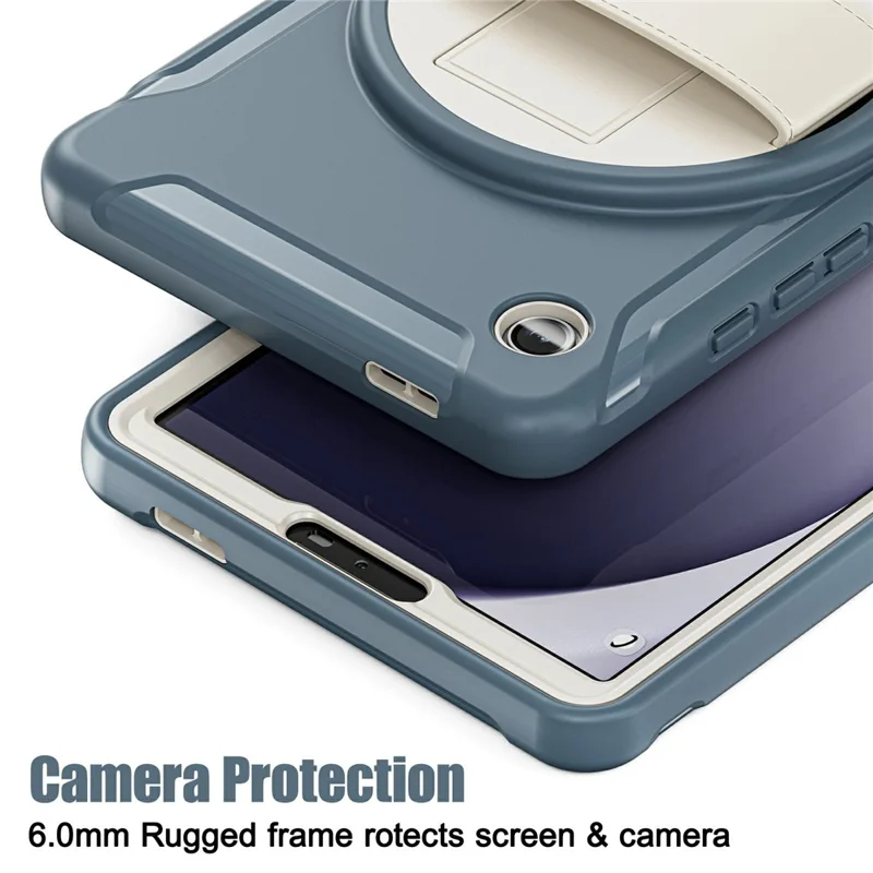For Samsung Galaxy Tab A9 Rugged Case Hand Strap Kickstand Tablet Cover - Cornflower Blue