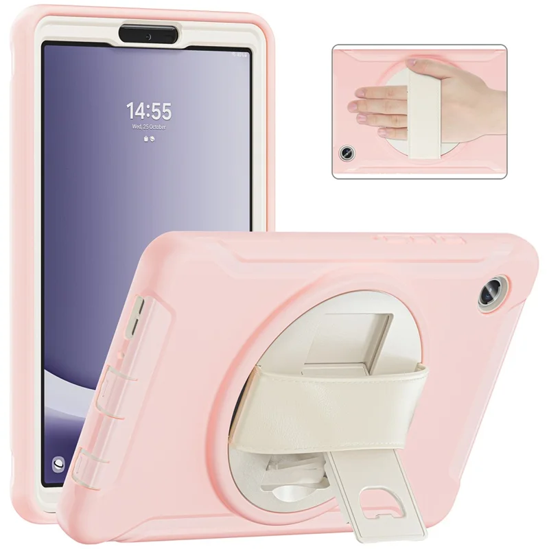 For Samsung Galaxy Tab A9 Rugged Case Hand Strap Kickstand Tablet Cover - Cherry Blossoms Pink