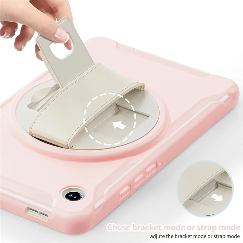 For Samsung Galaxy Tab A9 Rugged Case Hand Strap Kickstand Tablet Cover - Cherry Blossoms Pink