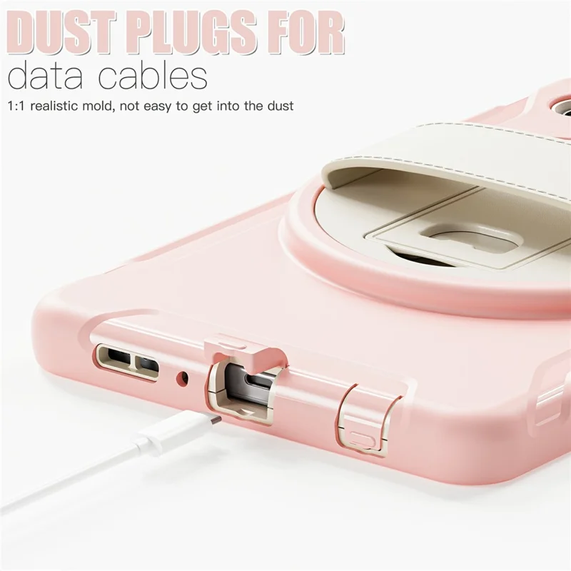 For Samsung Galaxy Tab A9 Rugged Case Hand Strap Kickstand Tablet Cover - Cherry Blossoms Pink