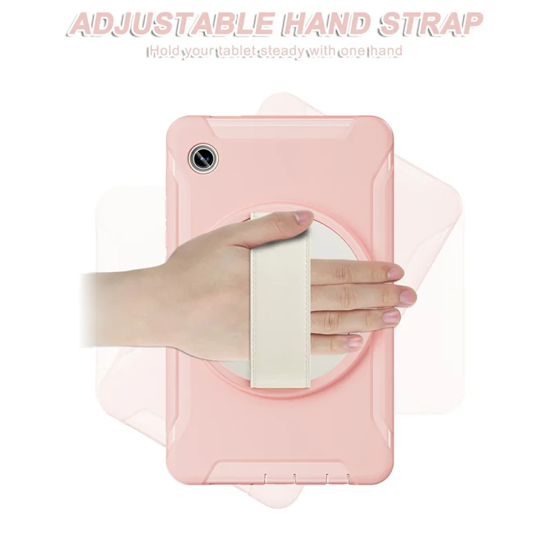 For Samsung Galaxy Tab A9 Rugged Case Hand Strap Kickstand Tablet Cover - Cherry Blossoms Pink