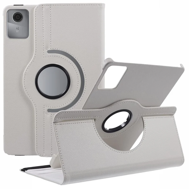 For Lenovo Tab M11 / Xiaoxin Pad 11 2024 Leather Case Rotating Stand Tablet Cover - White