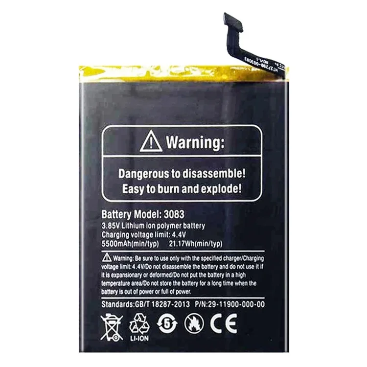 Für Ulefone Rüstung 7 / Rüstung 7e 3,85 v 5500mah Li-ion Polymer-batterie-montage (Encode: 3083) (ohne Logo)