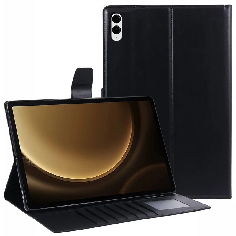 HANMAN Seria Mill dla Samsung Galaxy Tab S9 FE+ / Tab S9+ / Tab S8+ / Tab S7+ / Tab S7 FE Etui Skórzane z Podstawką i Portfelem - Czarny