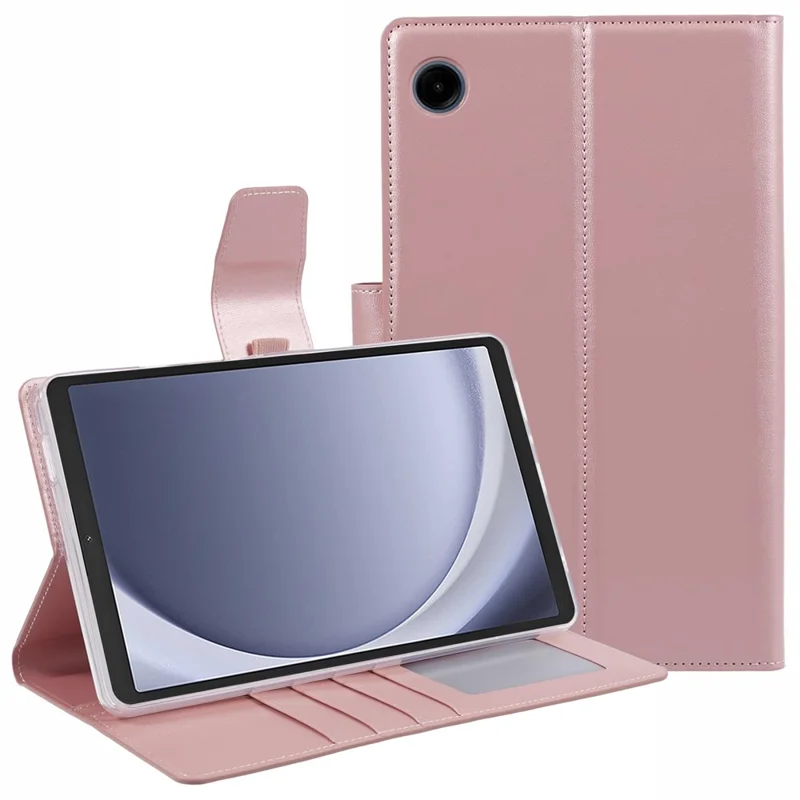 HANMAN Mill Series for Samsung Galaxy Tab A9 Case Magnetic Leather Folio Flip Tablet Cover - Rose Gold