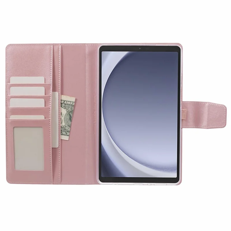 HANMAN Mill Series for Samsung Galaxy Tab A9 Case Magnetic Leather Folio Flip Tablet Cover - Rose Gold