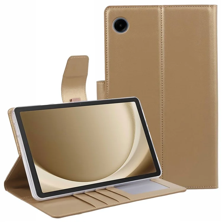 HANMAN Mill Series for Samsung Galaxy Tab A9+ Leather Case Folio Flip Tablet Wallet Cover - Champagne Gold