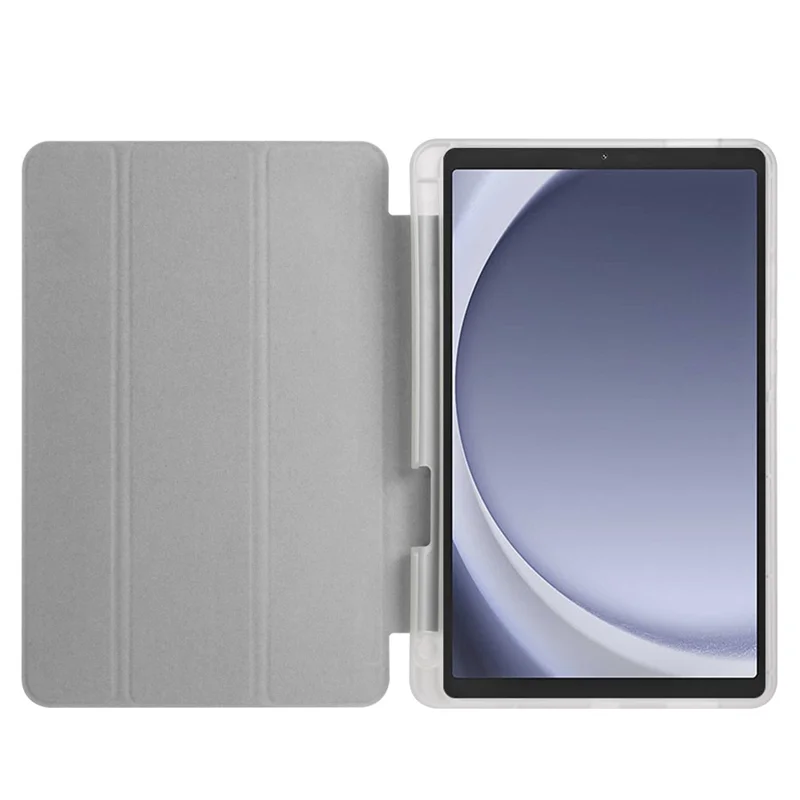For Samsung Galaxy Tab A9 Case Tri-fold Leather Pen Slot Tablet Stand Cover - Grey