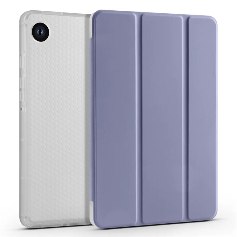 For Samsung Galaxy Tab A11 / A9 Case Tri-fold Leather Pen Slot Tablet Stand Cover - Purple