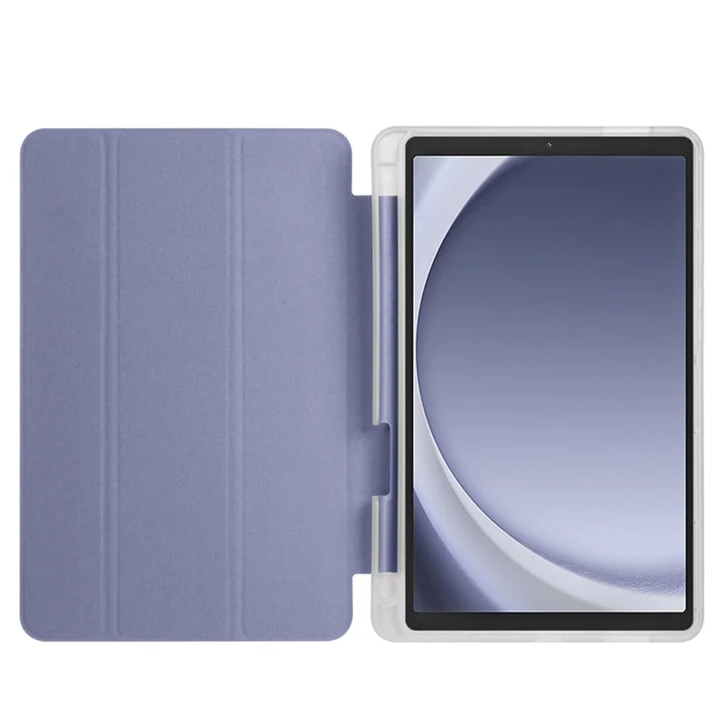 For Samsung Galaxy Tab A11 / A9 Case Tri-fold Leather Pen Slot Tablet Stand Cover - Purple