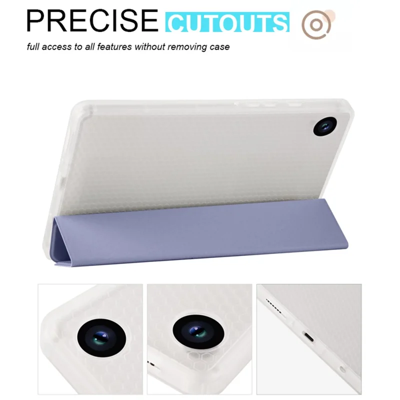 For Samsung Galaxy Tab A11 / A9 Case Tri-fold Leather Pen Slot Tablet Stand Cover - Purple