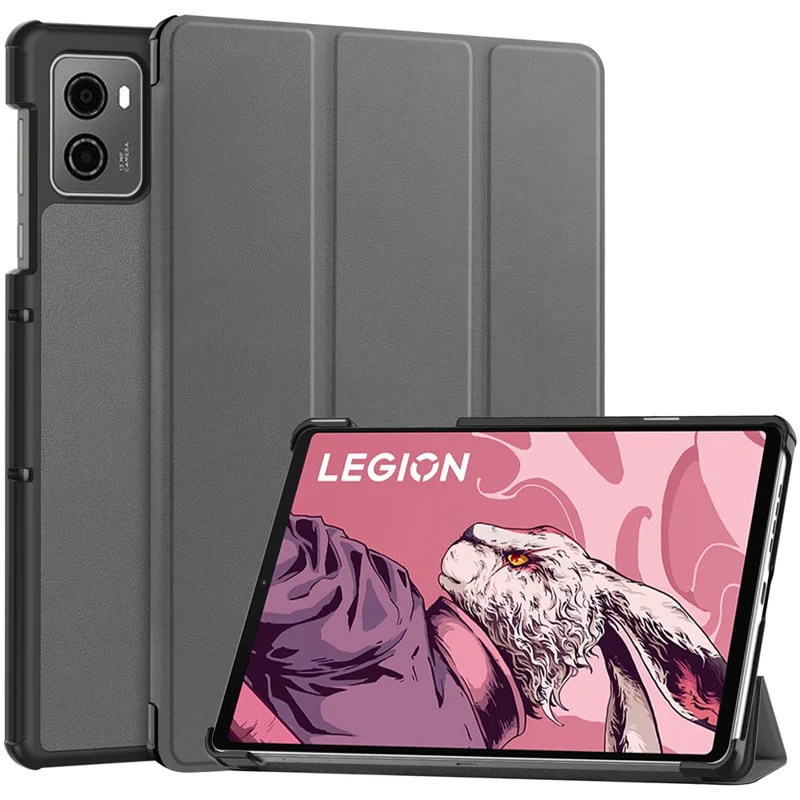 For Lenovo Legion Y700 (2023) / Tab Gen 2 Tri-Fold Stand Leather Case Tablet Cover - Grey