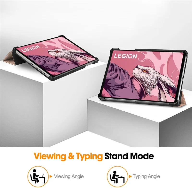 For Lenovo Legion Y700 (2023) / Tab Gen 2 Tri-Fold Stand Leather Case Tablet Cover - Rose Gold