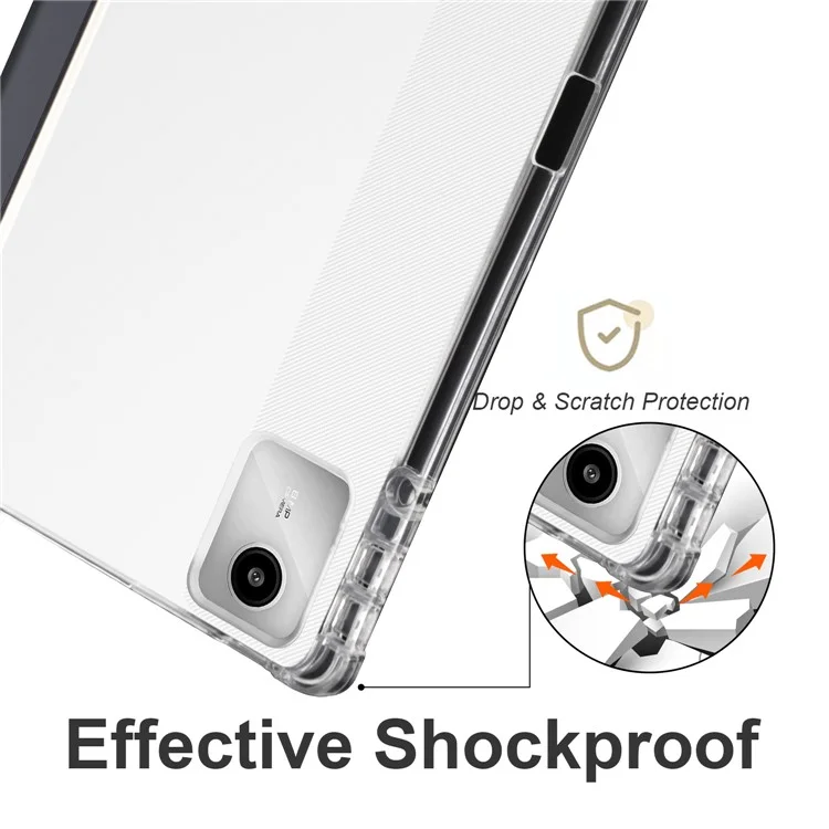 Für Lenovo Tab M11 / Xiaoxin Pad 11 2024 Hülle Tri-Fold Transparenter Rücken Automatischer Schlaf / Weck-Deckel mit Stifthalter - Schwarz