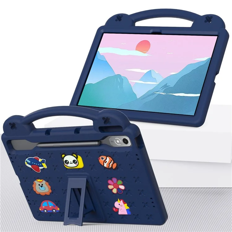 Pour Lenovo Tab P12 EVA Case Avec Couverture de Tablette Robuste Protectrice de Drop Kickstand - Bleu Marine