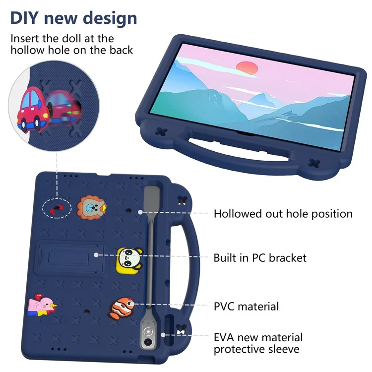 Für Lenovo Tab P12 EVA -hülle Mit Kickstand Drop Protective Rugged Tablet Cover - Navy Blau