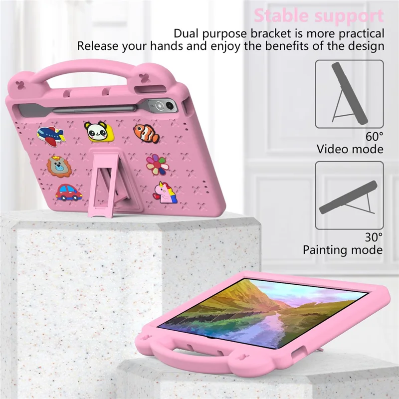 For Lenovo Tab P12 EVA Case with Kickstand Drop Protective Rugged Tablet Cover - Pink