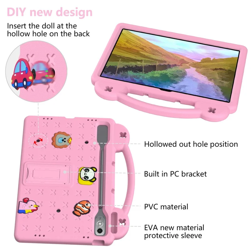 For Lenovo Tab P12 EVA Case with Kickstand Drop Protective Rugged Tablet Cover - Pink