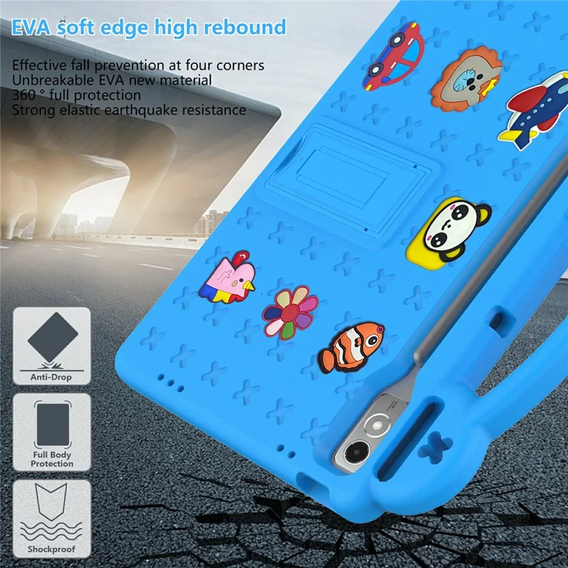 For Lenovo Tab P12 EVA Case with Kickstand Drop Protective Rugged Tablet Cover - Sky Blue