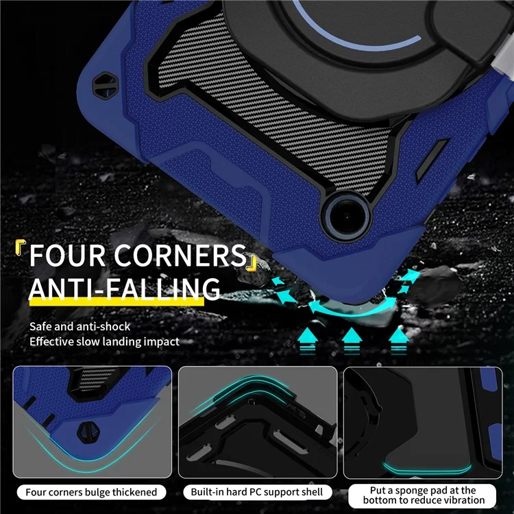 Funda para tablet Samsung Galaxy Tab A9, de PC + silicona con soporte plegable, color azul marino