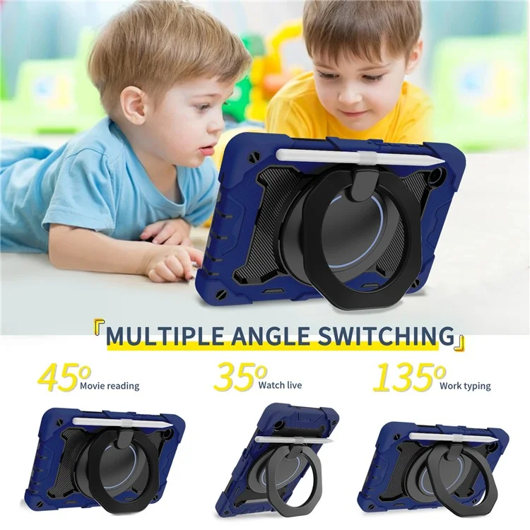 Funda para tablet Samsung Galaxy Tab A9, de PC + silicona con soporte plegable, color azul marino