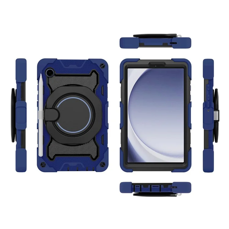 Funda para tablet Samsung Galaxy Tab A9, de PC + silicona con soporte plegable, color azul marino