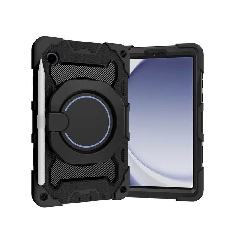Pour Samsung Galaxy Tab A9 Tablet Case PC+Silicone Cover Kickstand - Noir