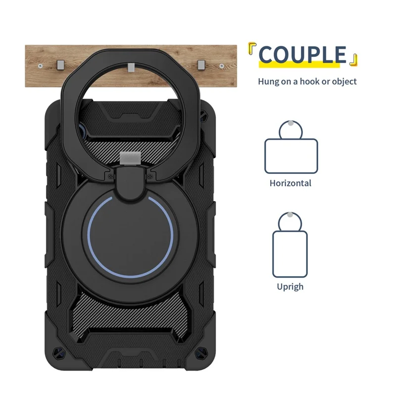 Pour Samsung Galaxy Tab A9 Tablet Case PC+Silicone Cover Kickstand - Noir