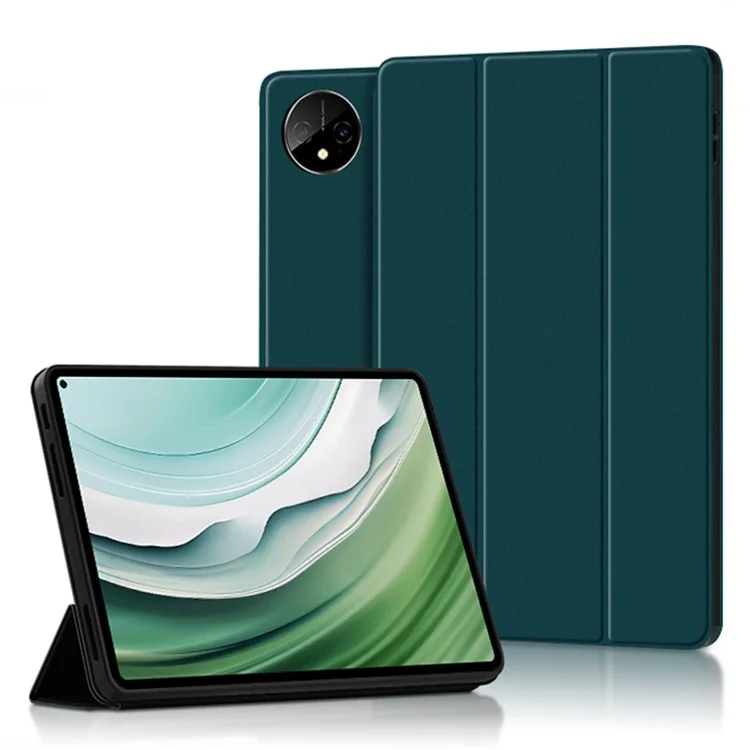 Para Huawei MatePad Pro 11 (2024) Capa de Couro PU Automática de Despertar/Dormir Suporte Dobrável em Três Partes Capa de Tablet - Verde
