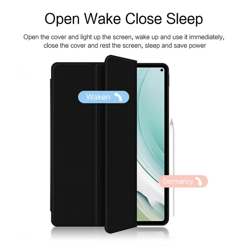 For Huawei MatePad Pro 11 (2024) PU Leather Case Auto Wake / Sleep Trifold Stand Tablet Cover - Black